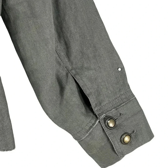 INC International Concepts Womens L Green Linen Embroidered Jacket Peplum Hem - Picture 7 of 16